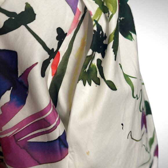 Aje Drift Puff Sleeve Cotton Mini Dress 6 AU 10 White Watercolor Garden Floral - Picture 12 of 14